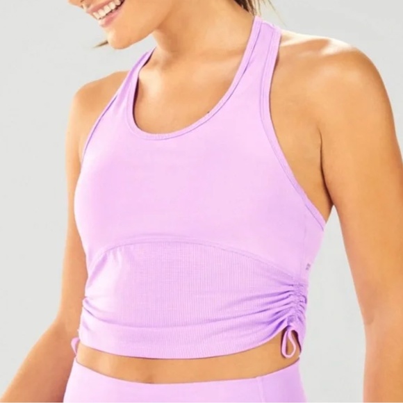 Fabletics Cashel Midi Longline Cropped Tank With Built-in Bra in Purple - Picture 1 of 7